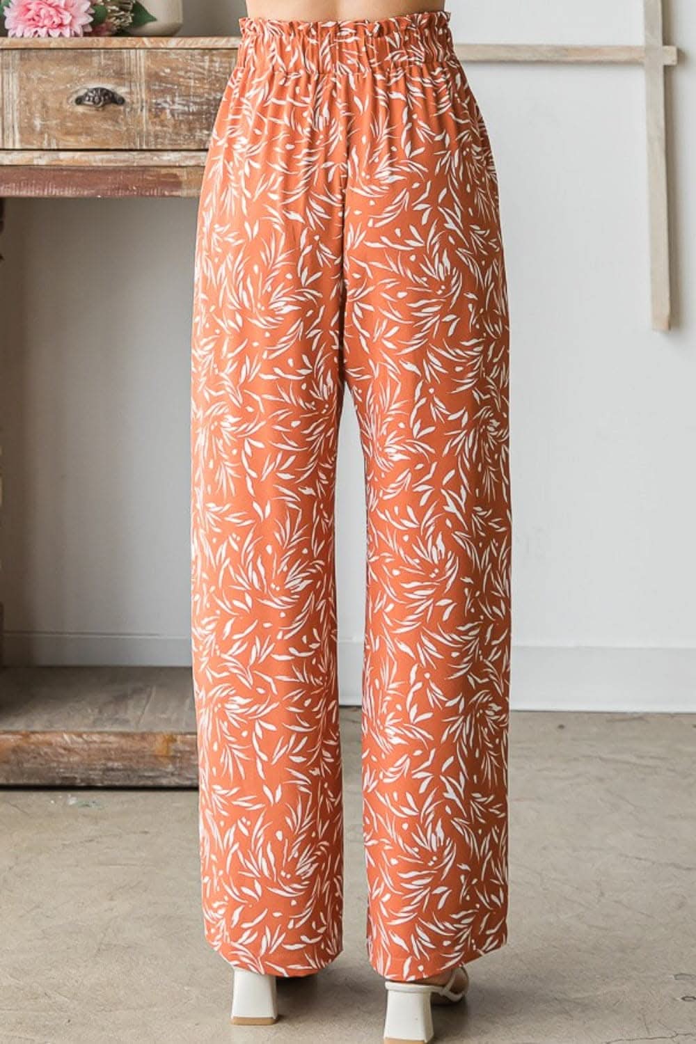 Heimish Full Size Printed Tied Straight Casual Pants - Love Salve